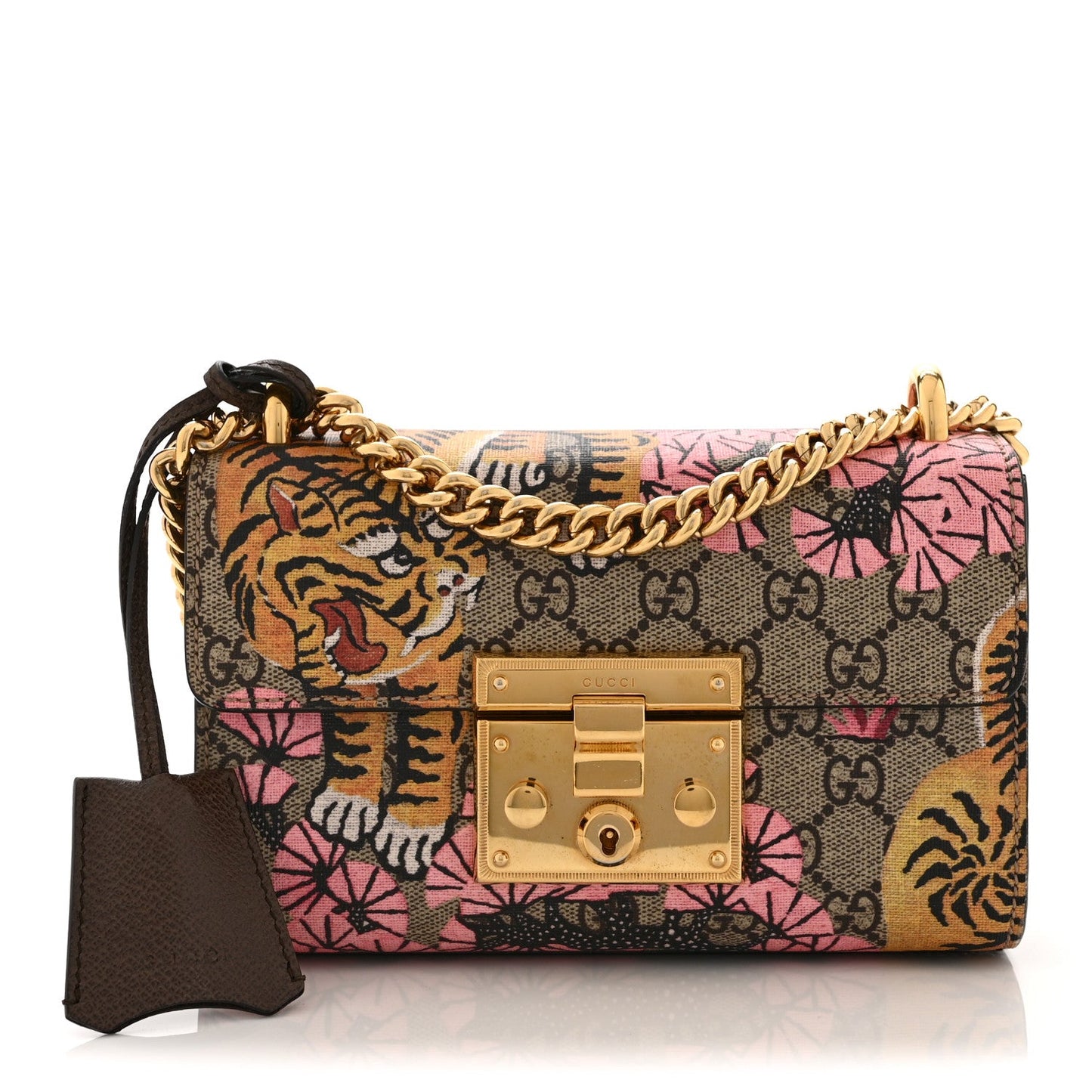 GG Supreme Monogram Bengal Small Padlock Shoulder Bag Beige Pink