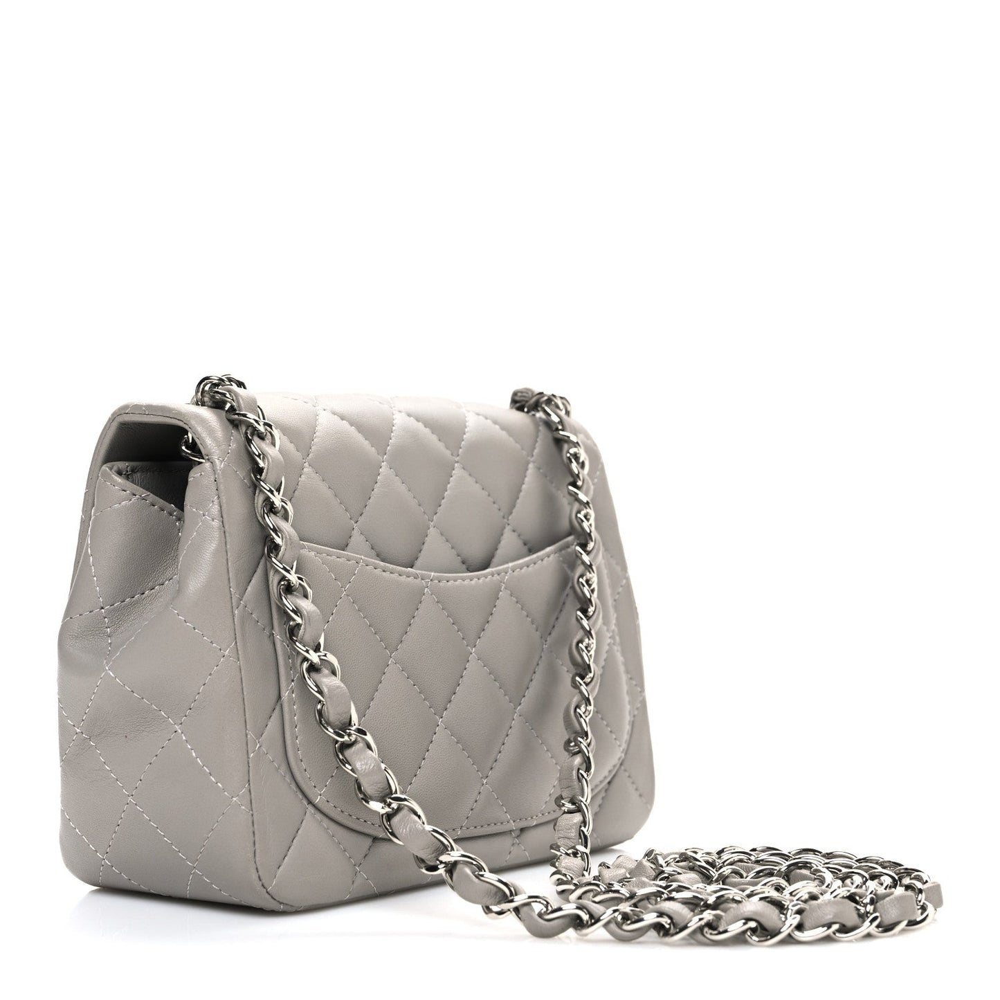 Lambskin Quilted Mini Square Flap Grey
