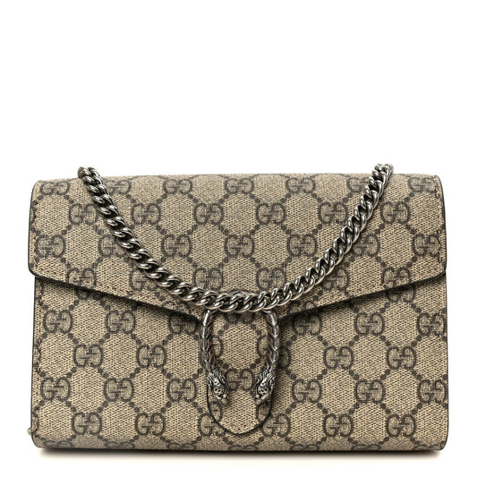 GG Supreme Monogram Mini Dionysus Chain Wallet Beige Taupe