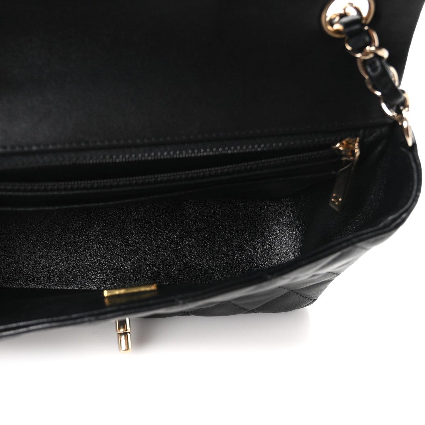 Lambskin Quilted Mini Rectangular Flap Black