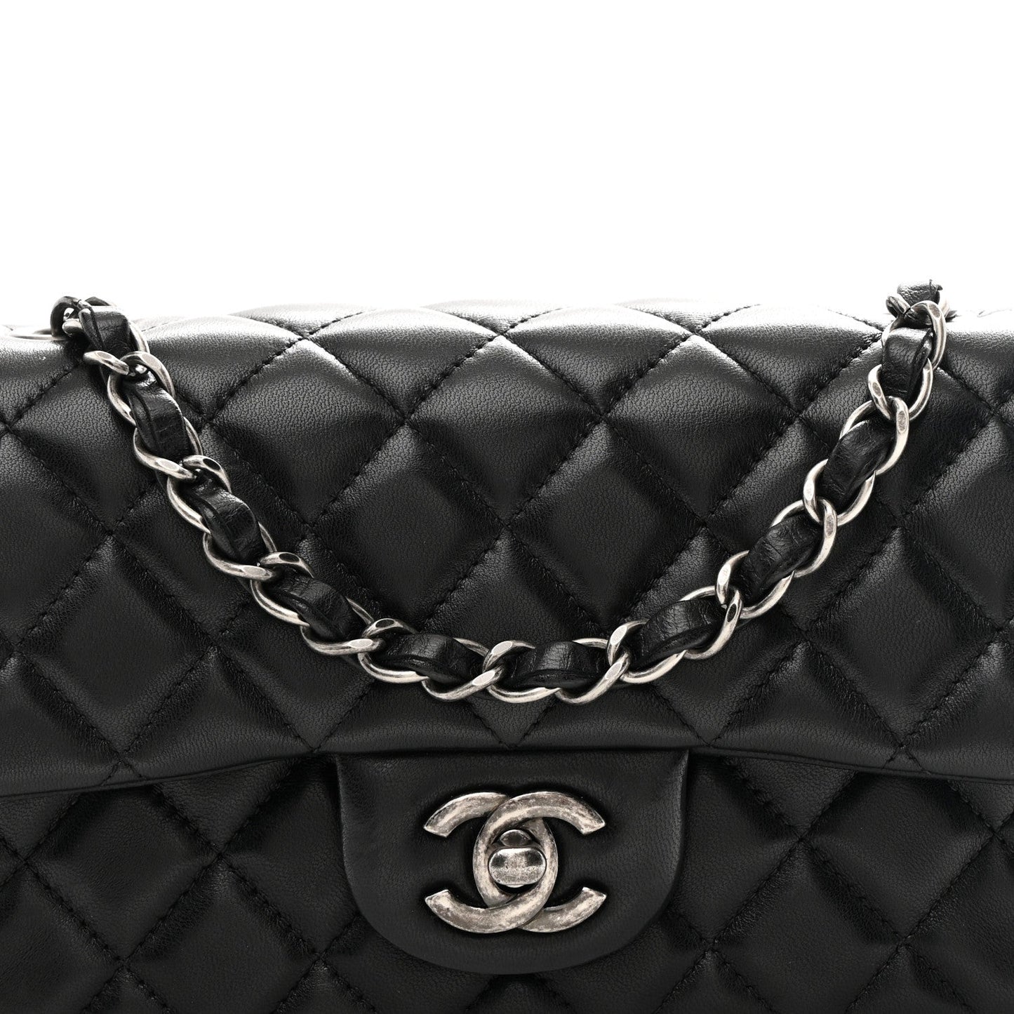 Lambskin Quilted Mini Rectangular Flap Black