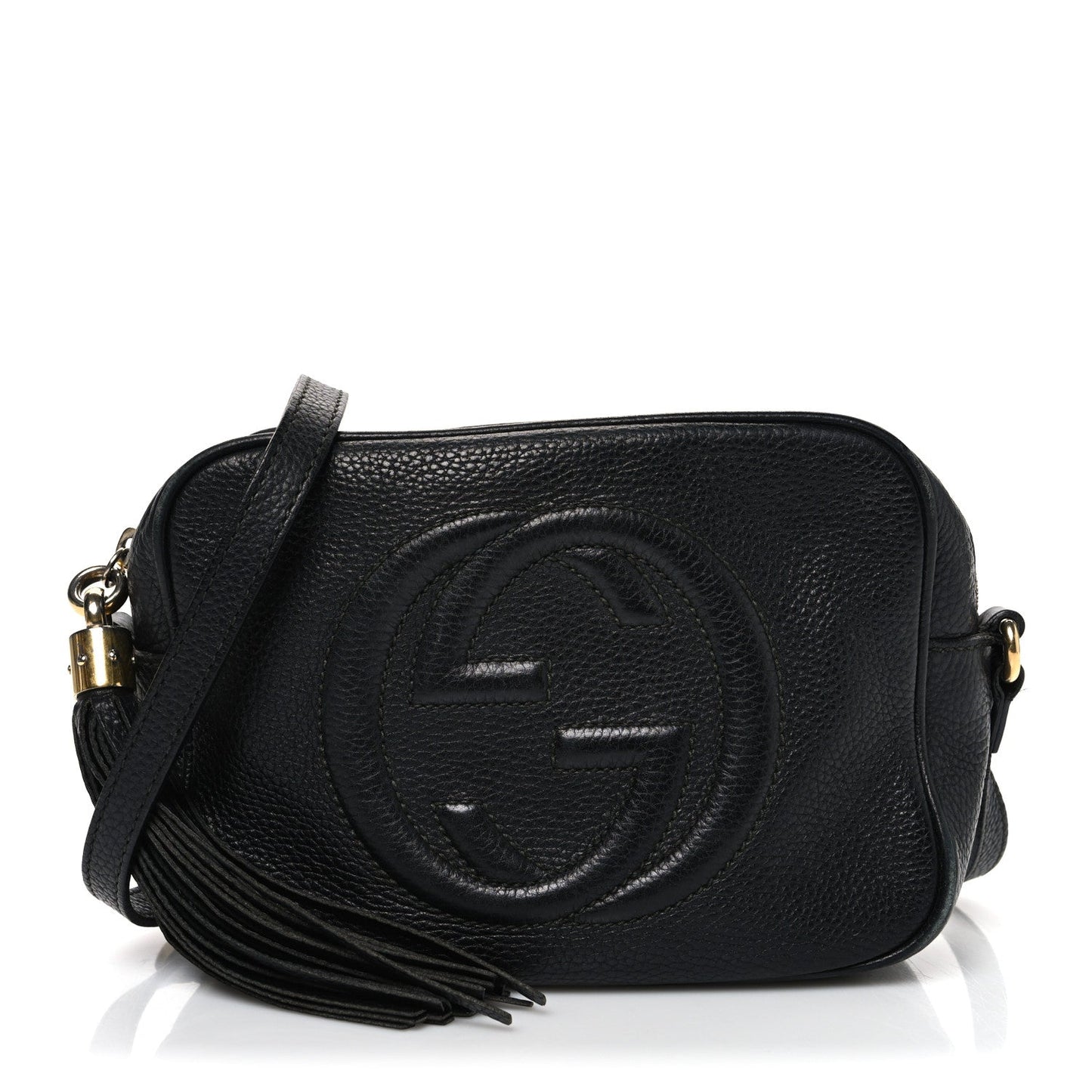 Pebbled Calfskin Small Soho Disco Bag Black
