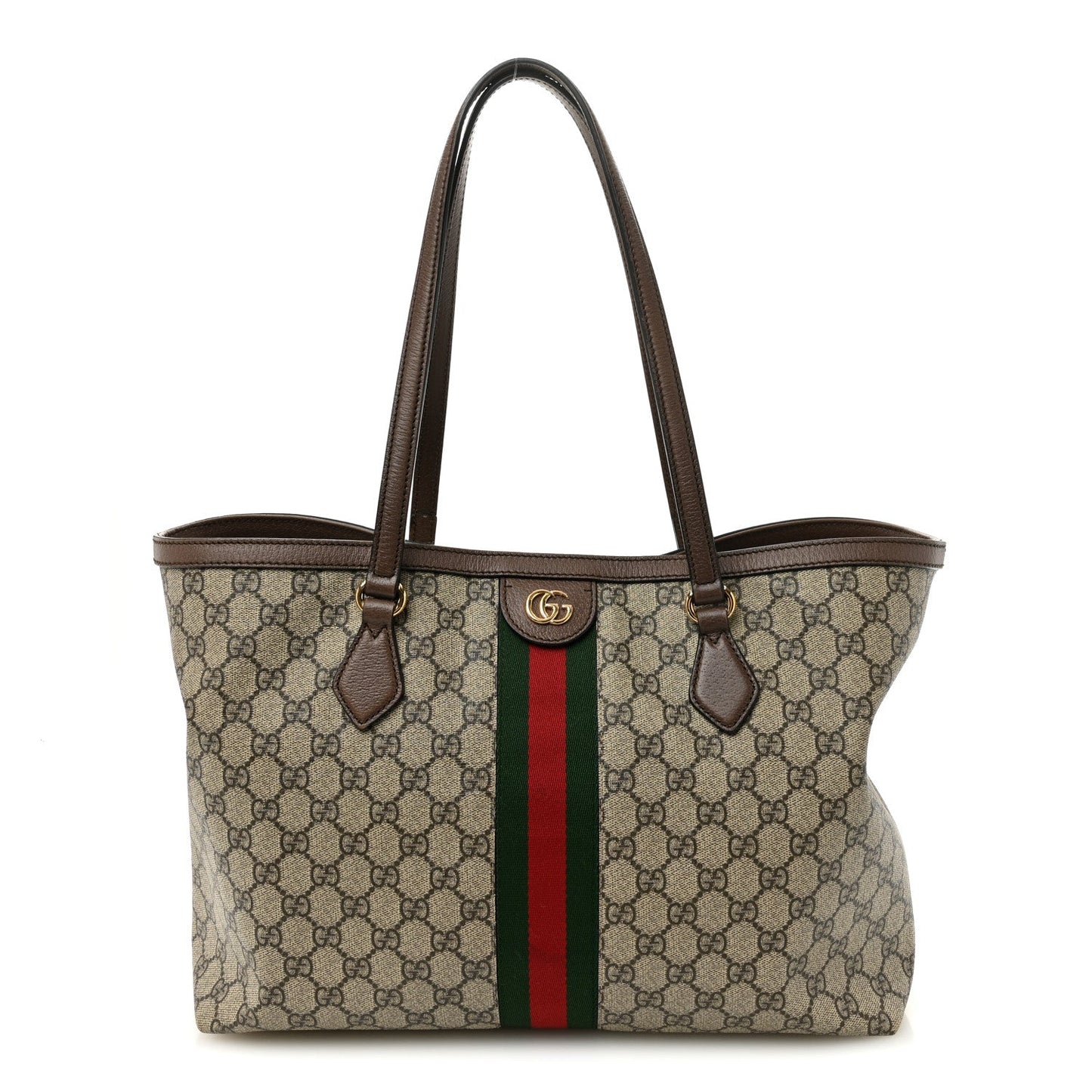 GG Supreme Monogram Medium Ophidia Shopping Tote Brown
