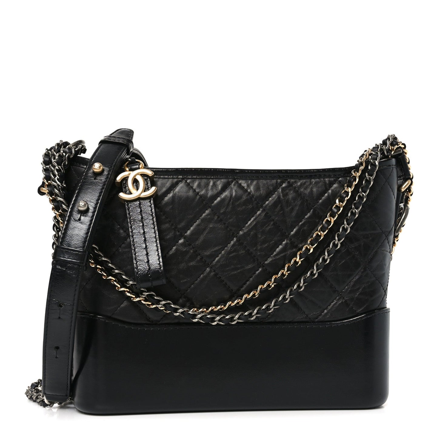 Aged Calfskin Quilted New Medium Gabrielle Hobo Black