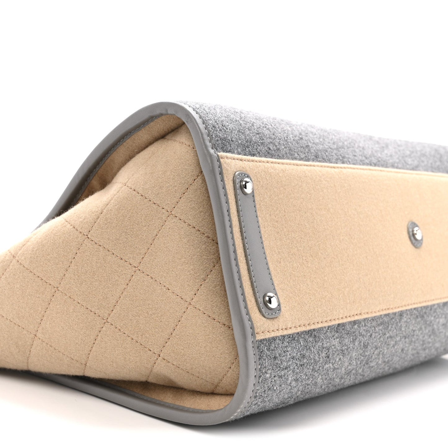 Wool Felt Large Deauville Tote Grey Beige