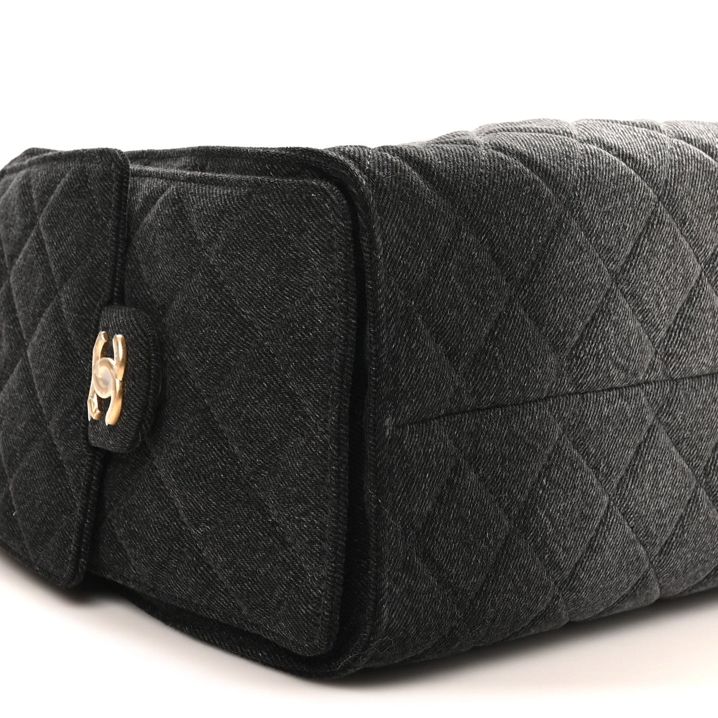 Washed Denim Quilted Small Chanel 25 Handbag Black