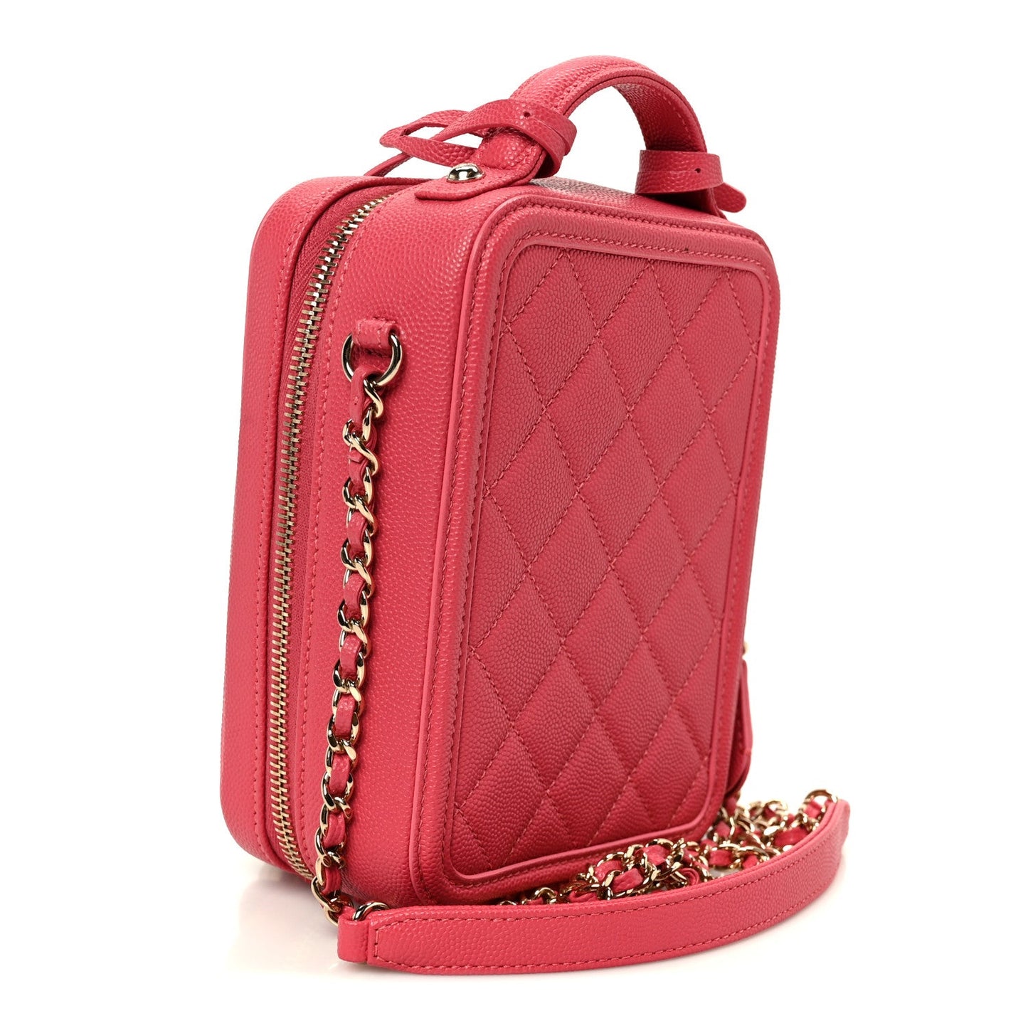 Caviar Quilted CC North South Filigree Vanity Case Pink