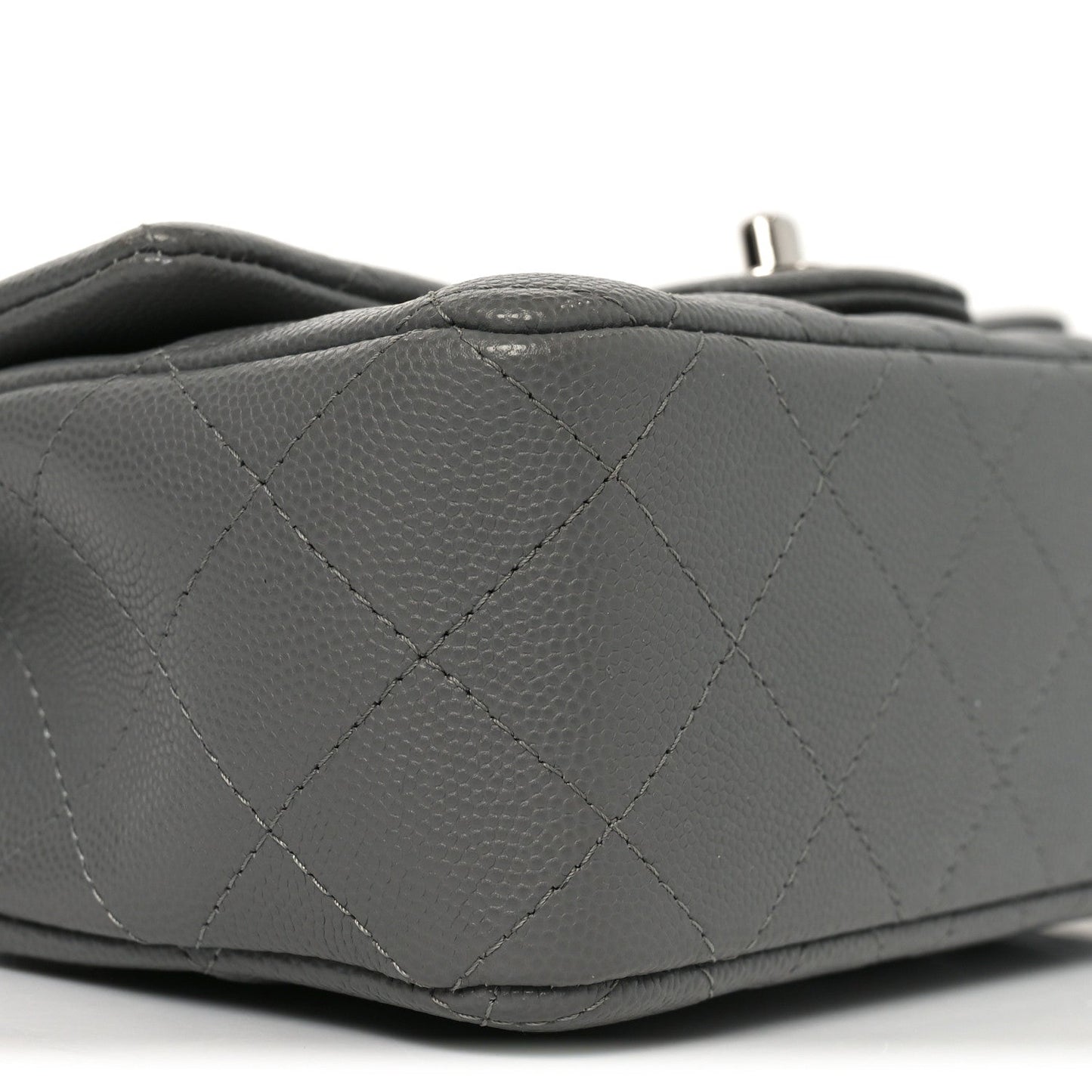 Caviar Quilted Mini Rectangular Flap Grey