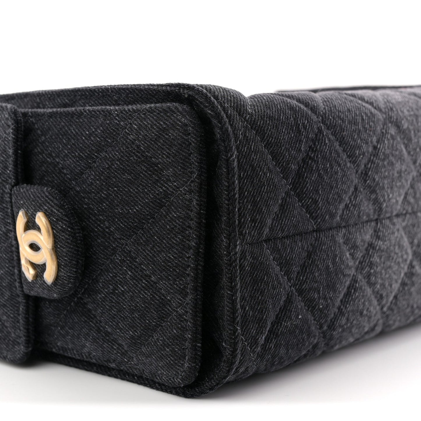 Washed Denim Quilted Mini Chanel 25 Handbag Black