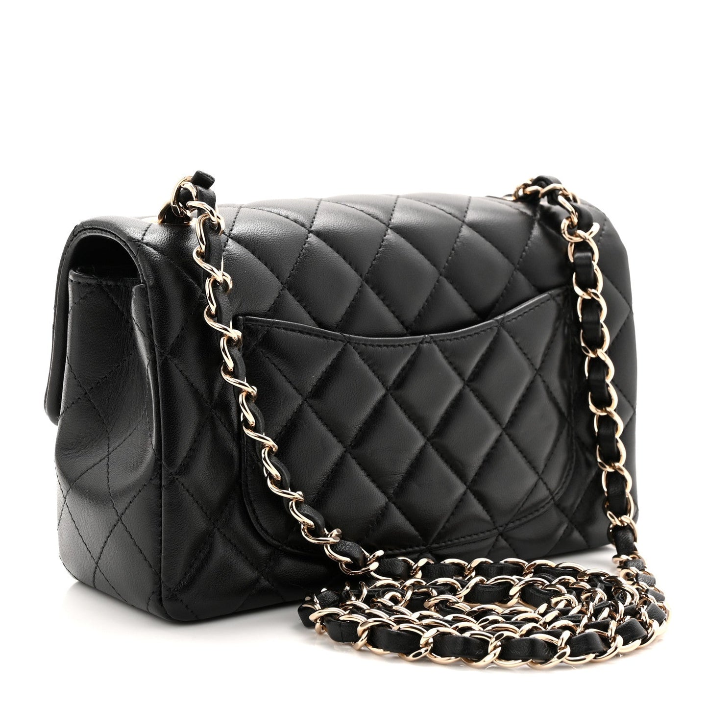 Lambskin Quilted Mini Rectangular Flap Black