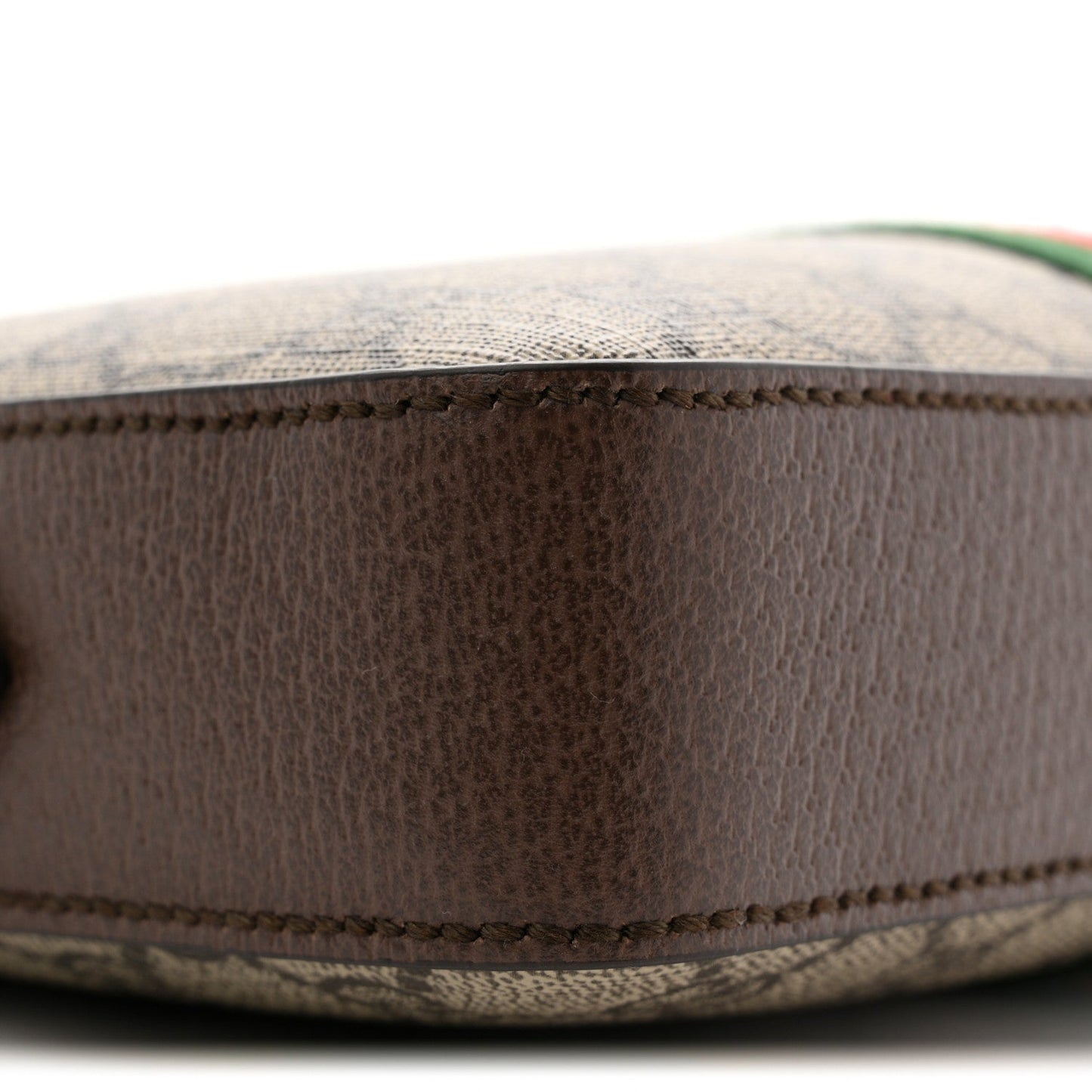 GG Supreme Monogram Textured Dollar Calfskin Web Ophidia Wristlet Shoulder Bag Beige Ebony New Acero