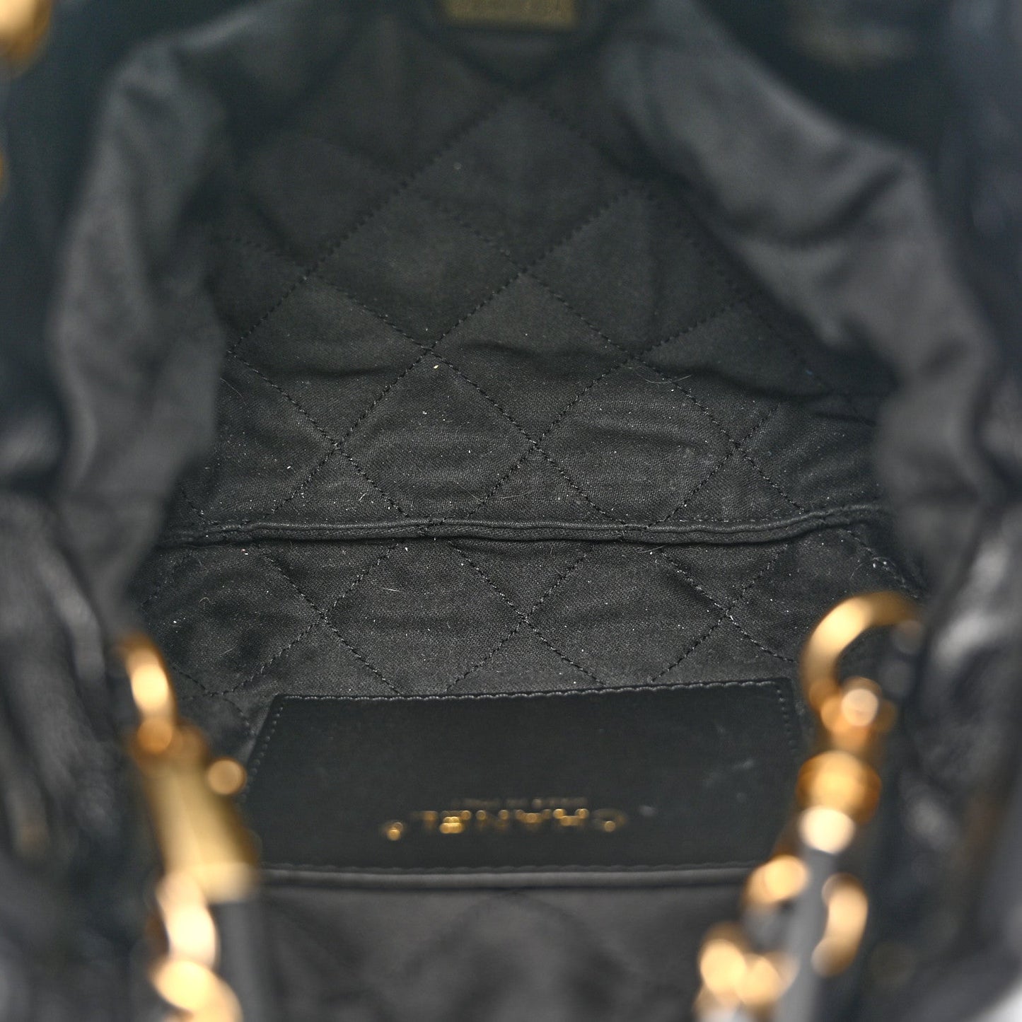 Shiny Calfskin Quilted Mini Chanel 22 Black
