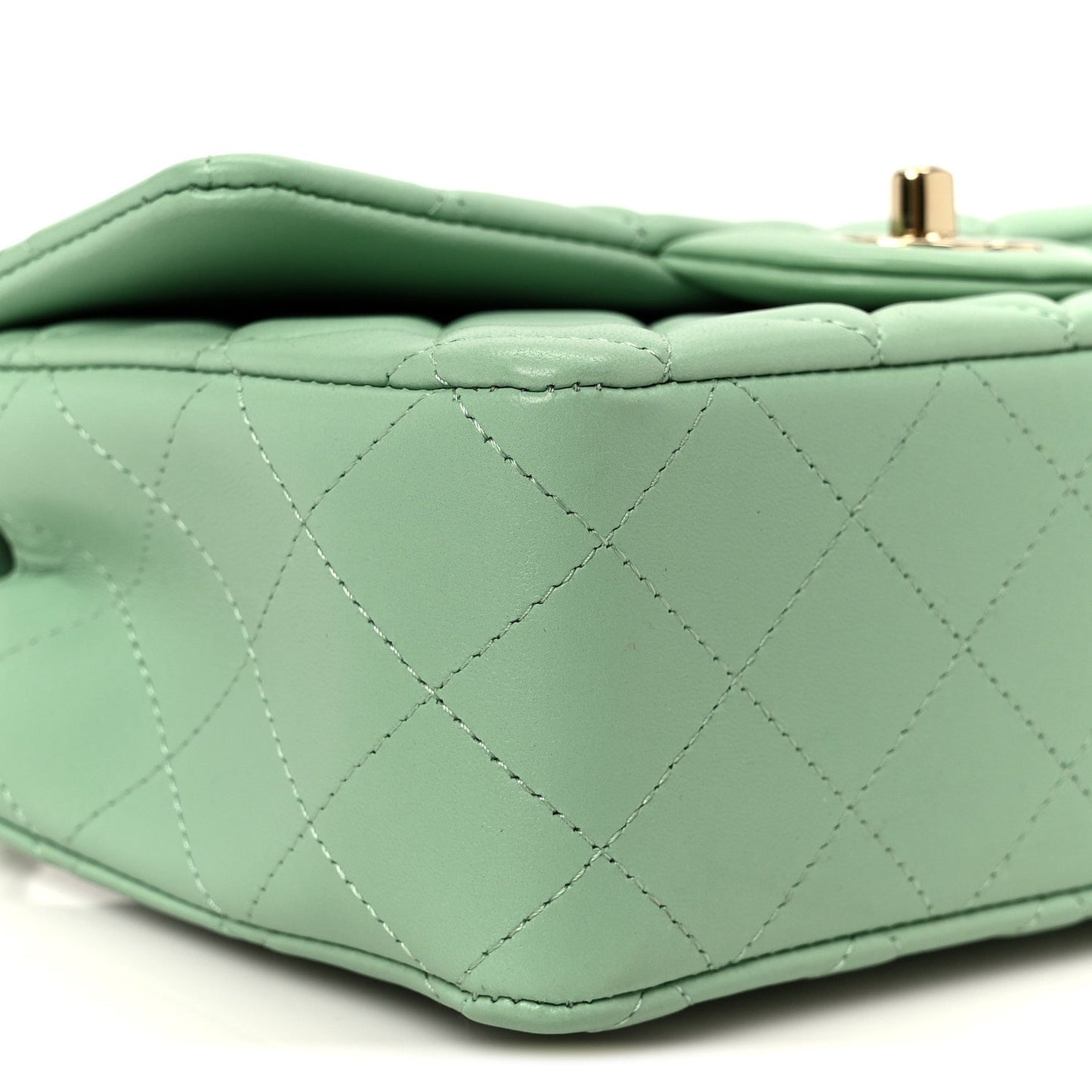 Lambskin Quilted Mini Rectangular Flap Green