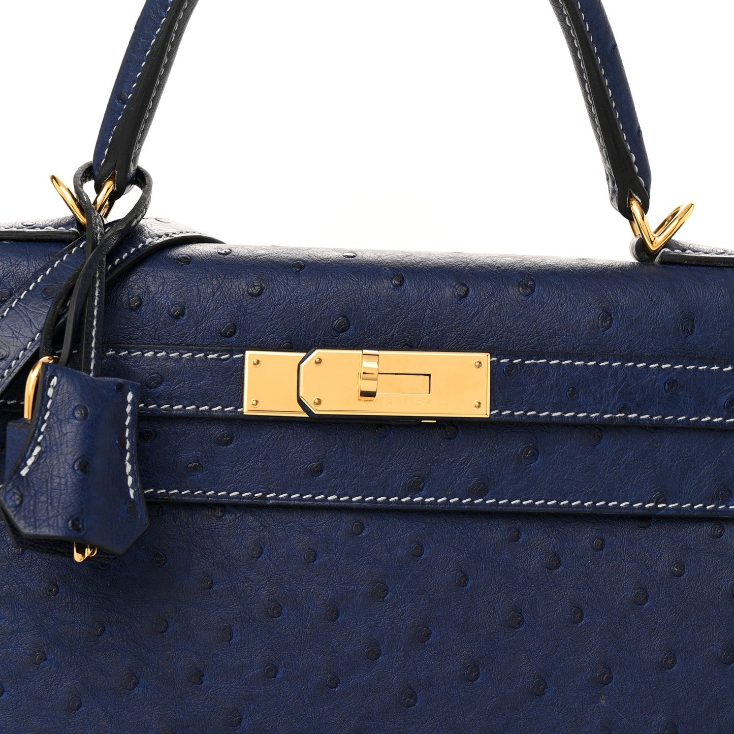 Ostrich Horseshoe Kelly Sellier 28 Bleu Iris