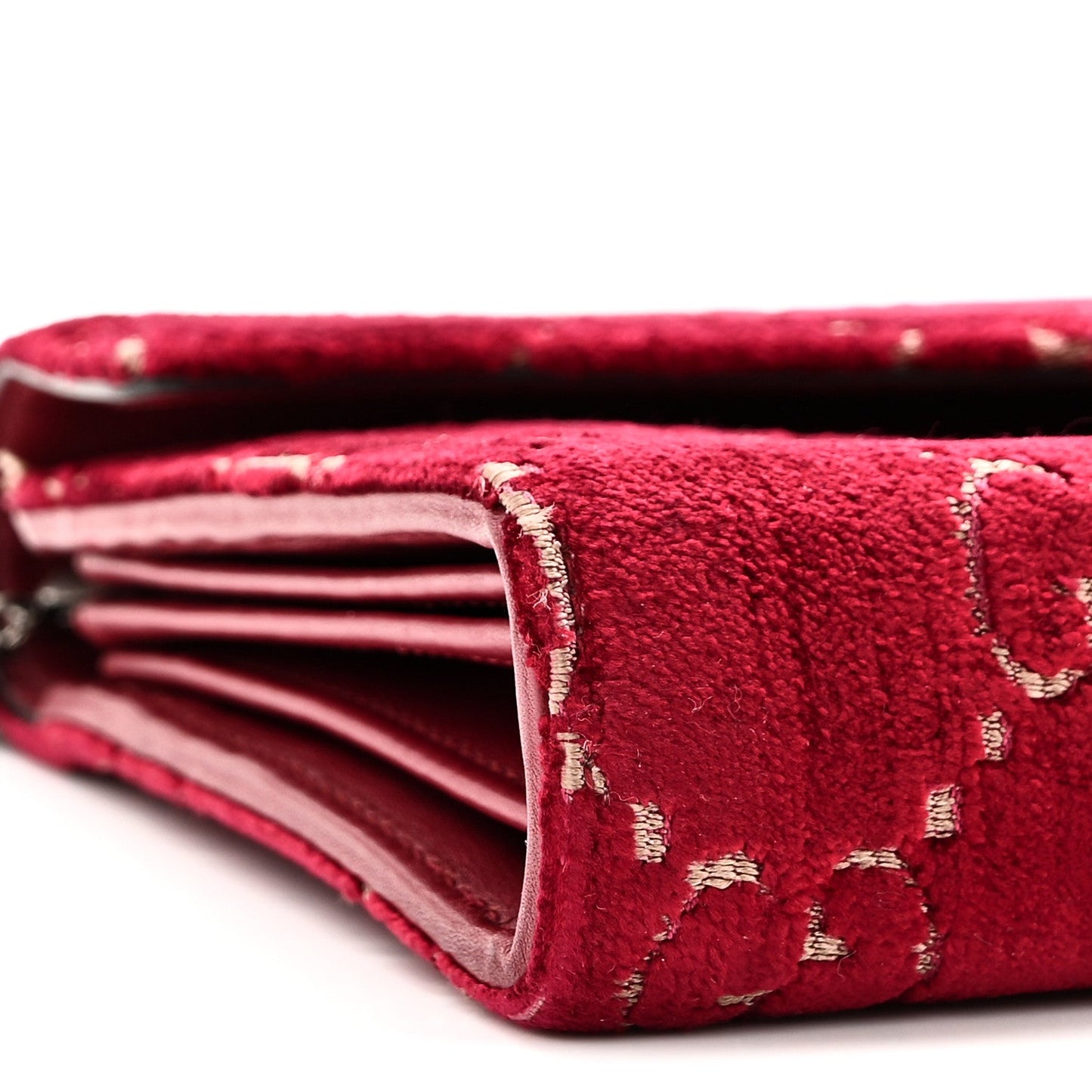 Velvet GG Monogram Mini Dionysus Chain Wallet Red Cipria
