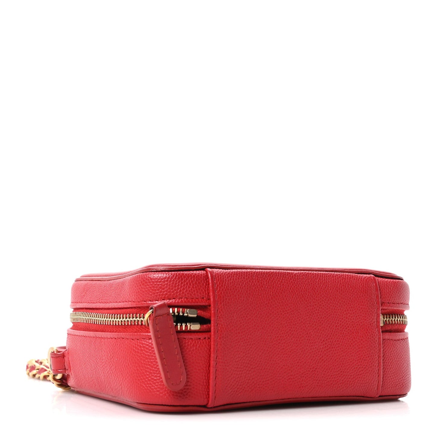Caviar Quilted Filigree Vanity Clutch With Chain Red