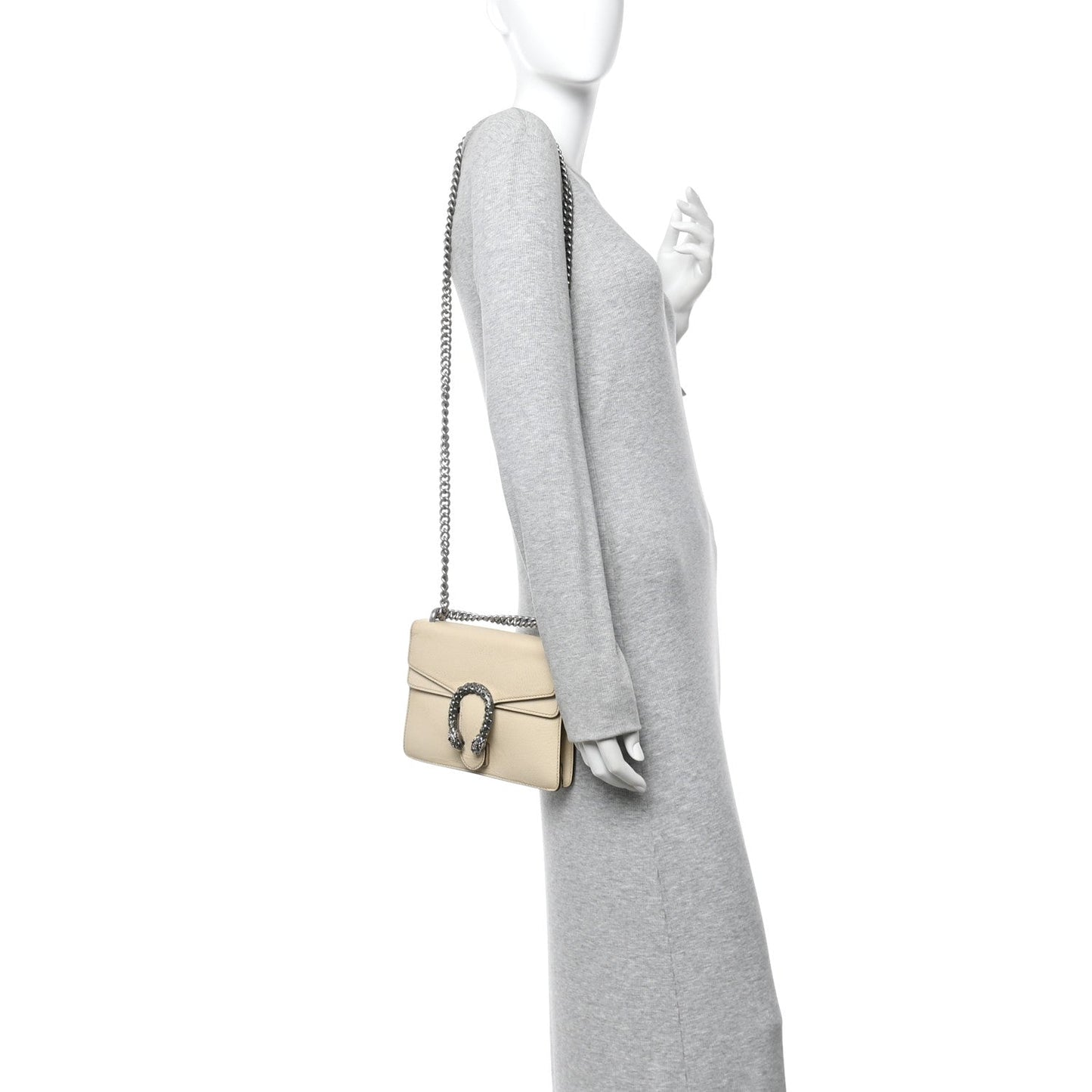 Textured Calfskin Crystal Mini Dionysus Shoulder Bag Mystic White