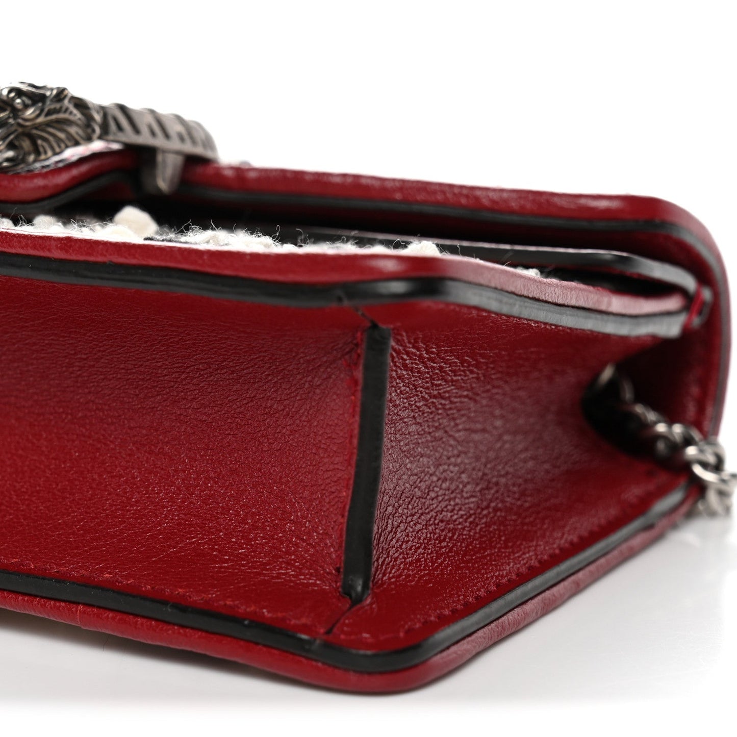 Tweed GG Monogram Super Mini Dionysus Shoulder Bag White Black Romantic Cherry