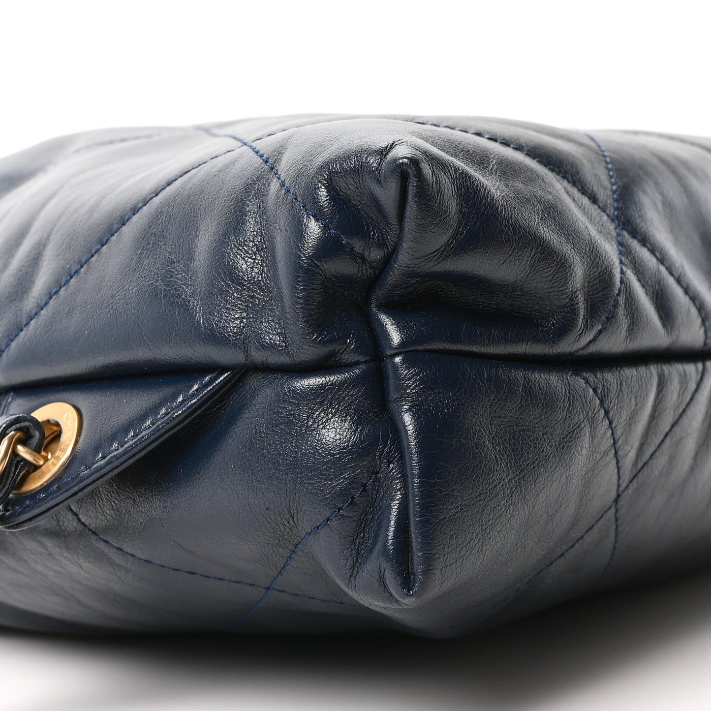 Shiny Calfskin Quilted Chanel 22 Backpack Dark Blue