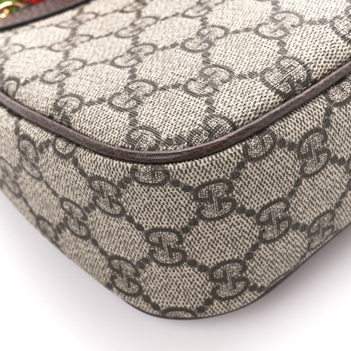 GG Supreme Monogram Textured Dollar Calfskin Web Small Ophidia GG Handbag Beige Ebony New Acero