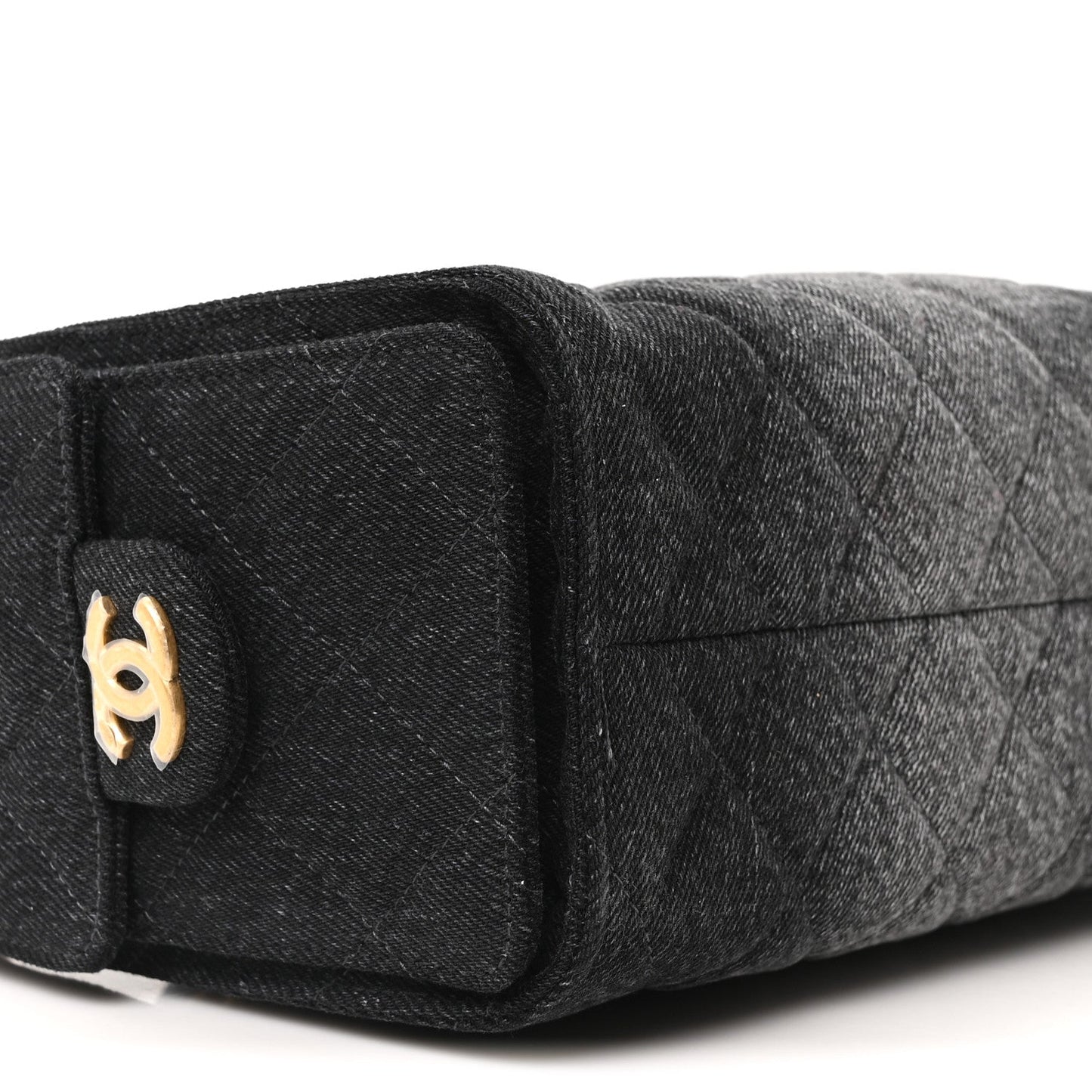 Washed Denim Quilted Mini Chanel 25 Handbag Black