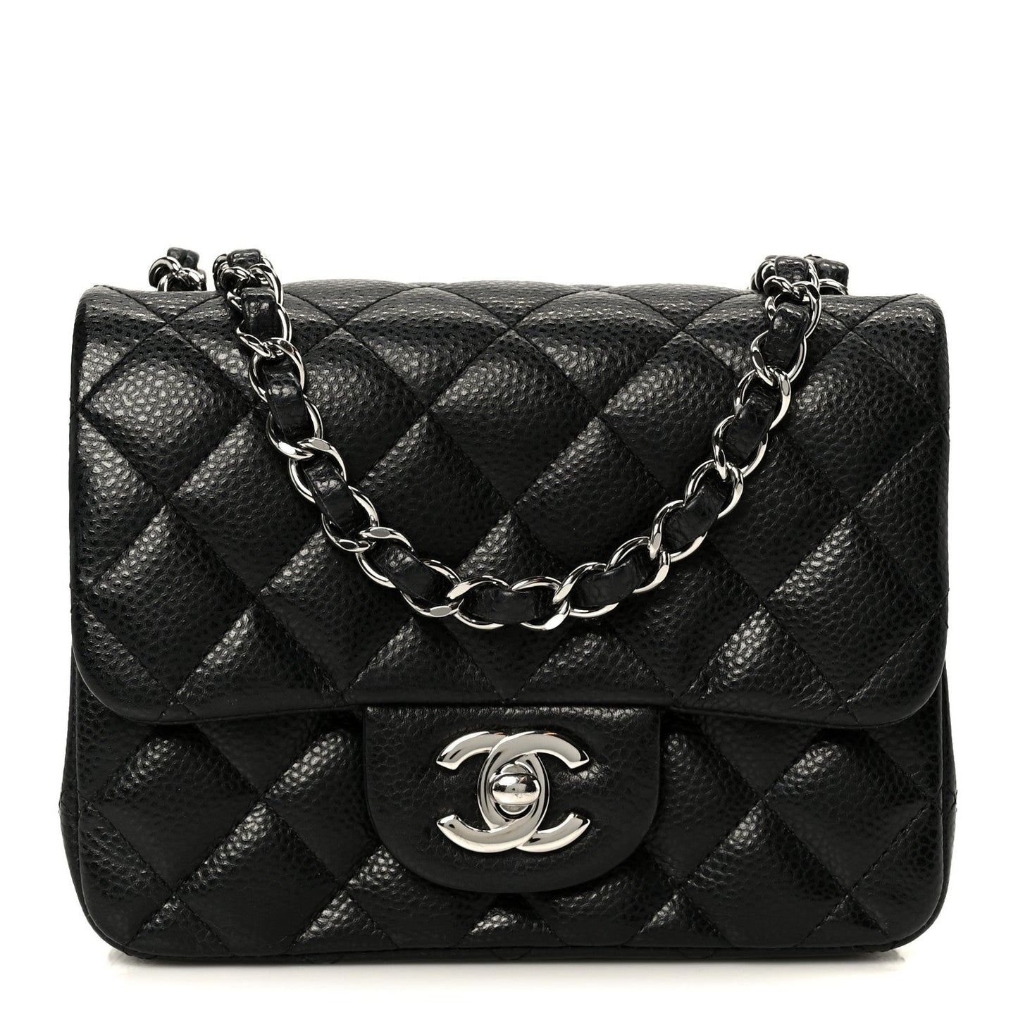 Caviar Quilted Mini Square Flap Black