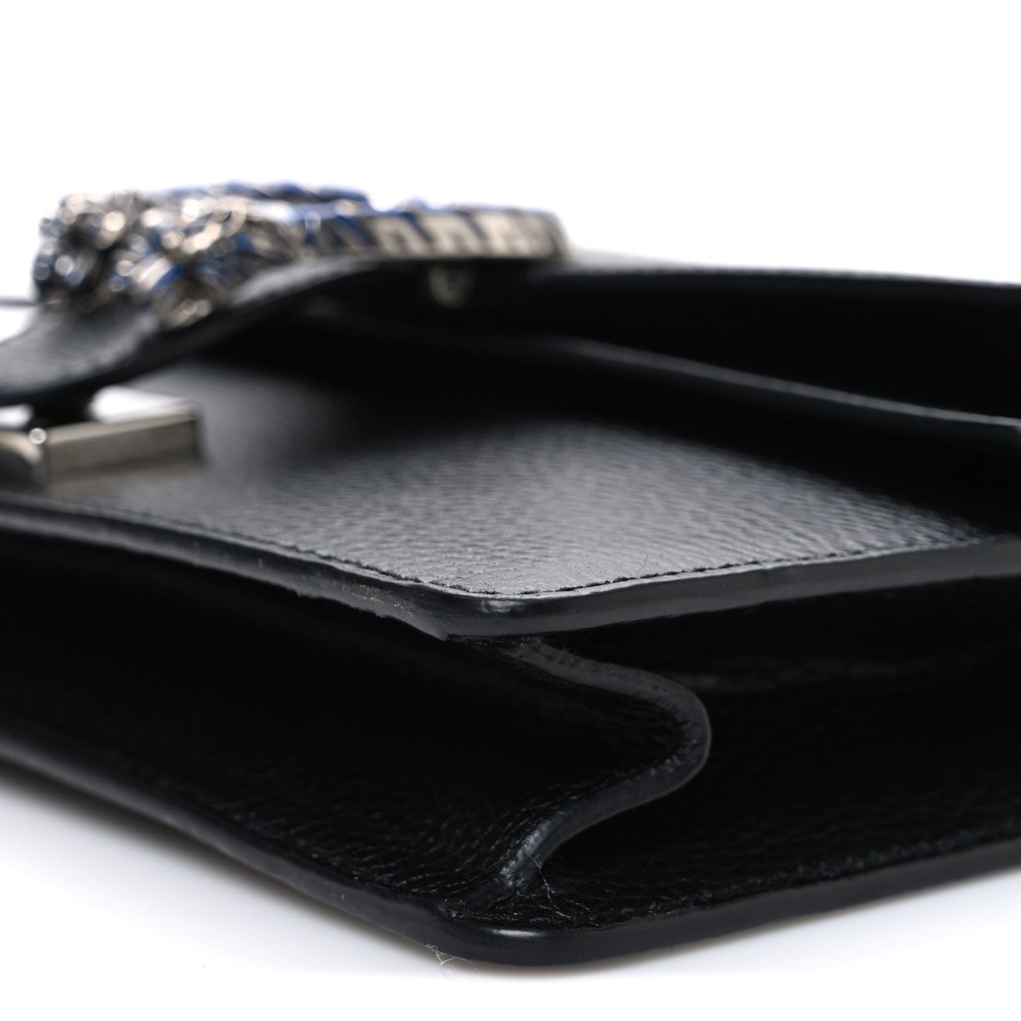 Dollar Calfskin Enamel Small Dionysus Shoulder Bag Black Electric Blue