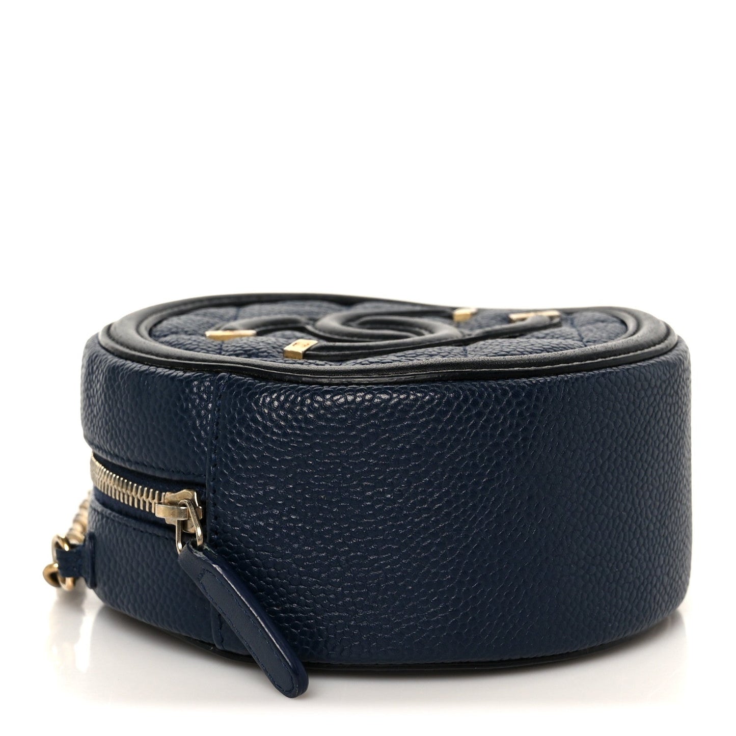Caviar Quilted Round Filigree Crossbody Navy Black