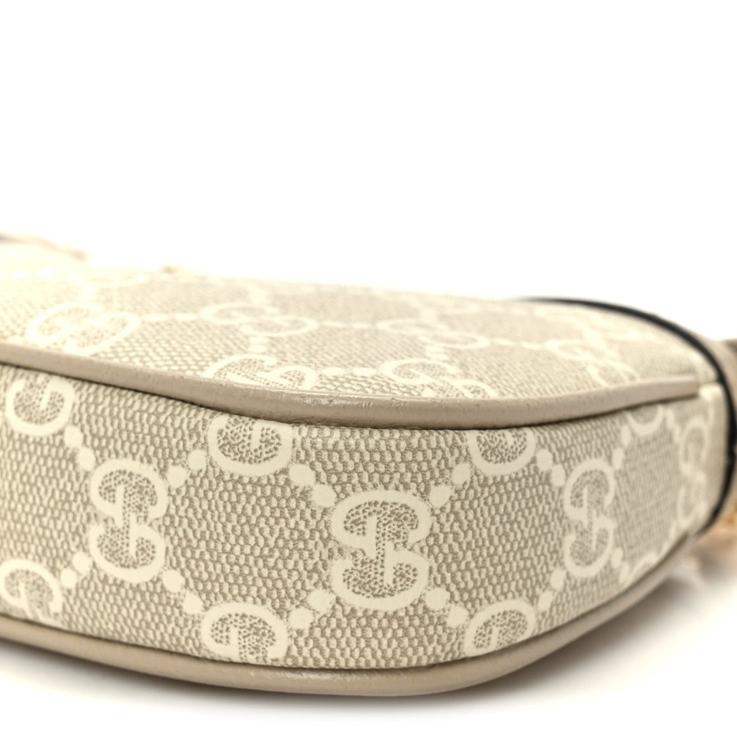 GG Supreme Monogram Textured Dollar Calfskin Web Mini Ophidia GG Handbag Beige Mystic White Oatmeal