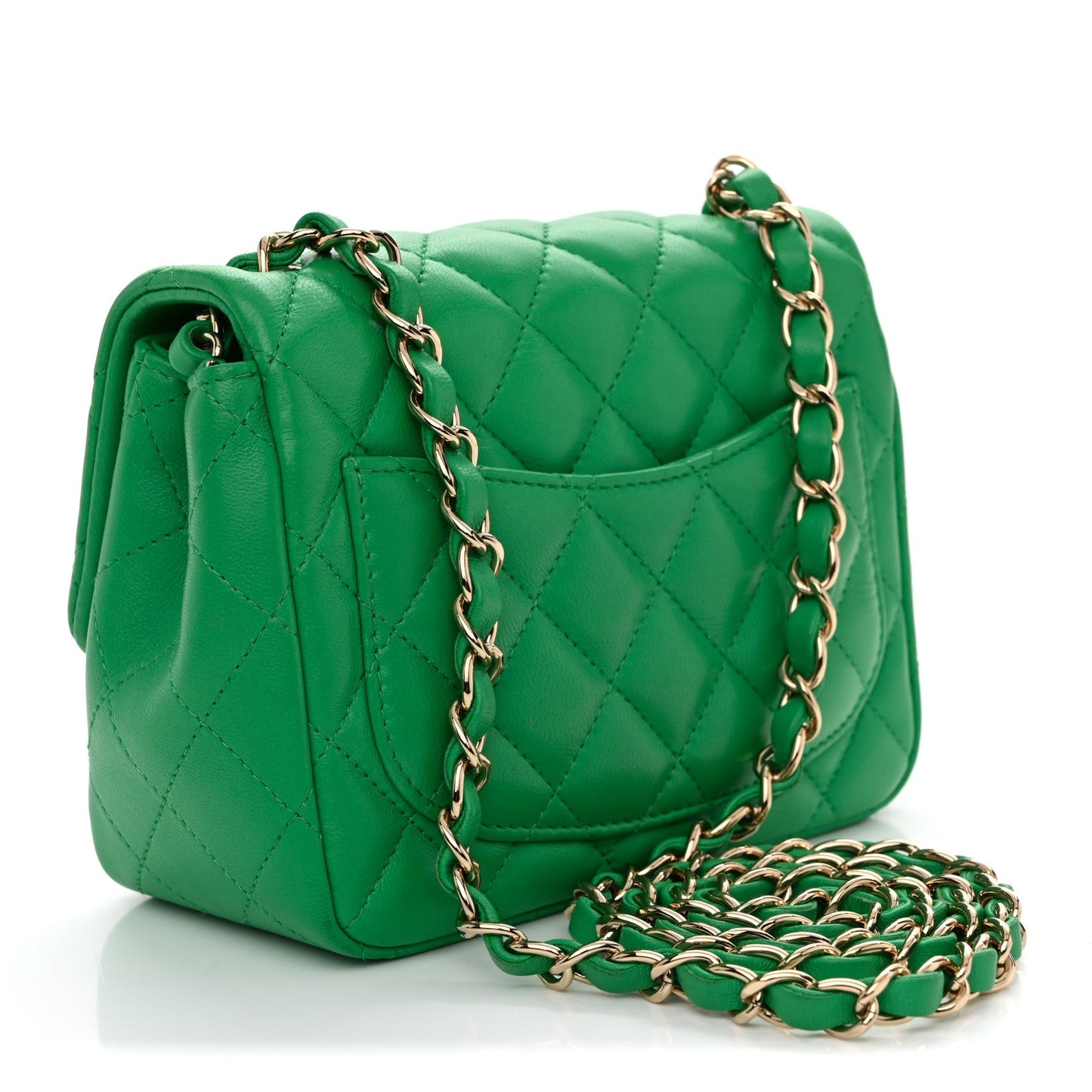 Lambskin Quilted Mini Square Flap Green
