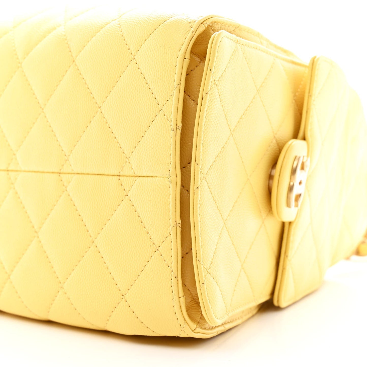 Caviar Quilted Small Chanel 25 Handbag Light Yellow