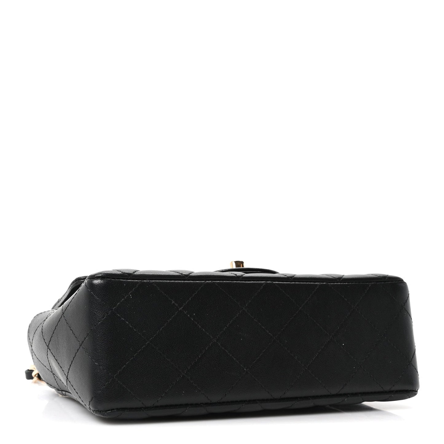 Lambskin Quilted Mini Rectangular Flap Black