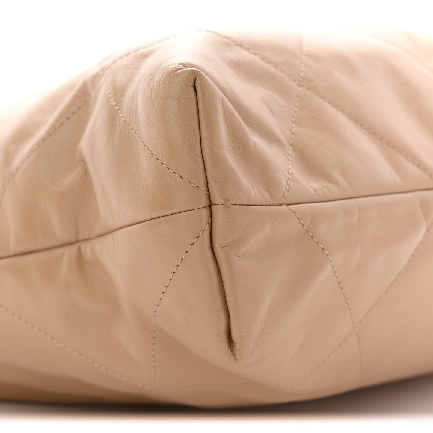 Shiny Calfskin Quilted Chanel 22 Beige