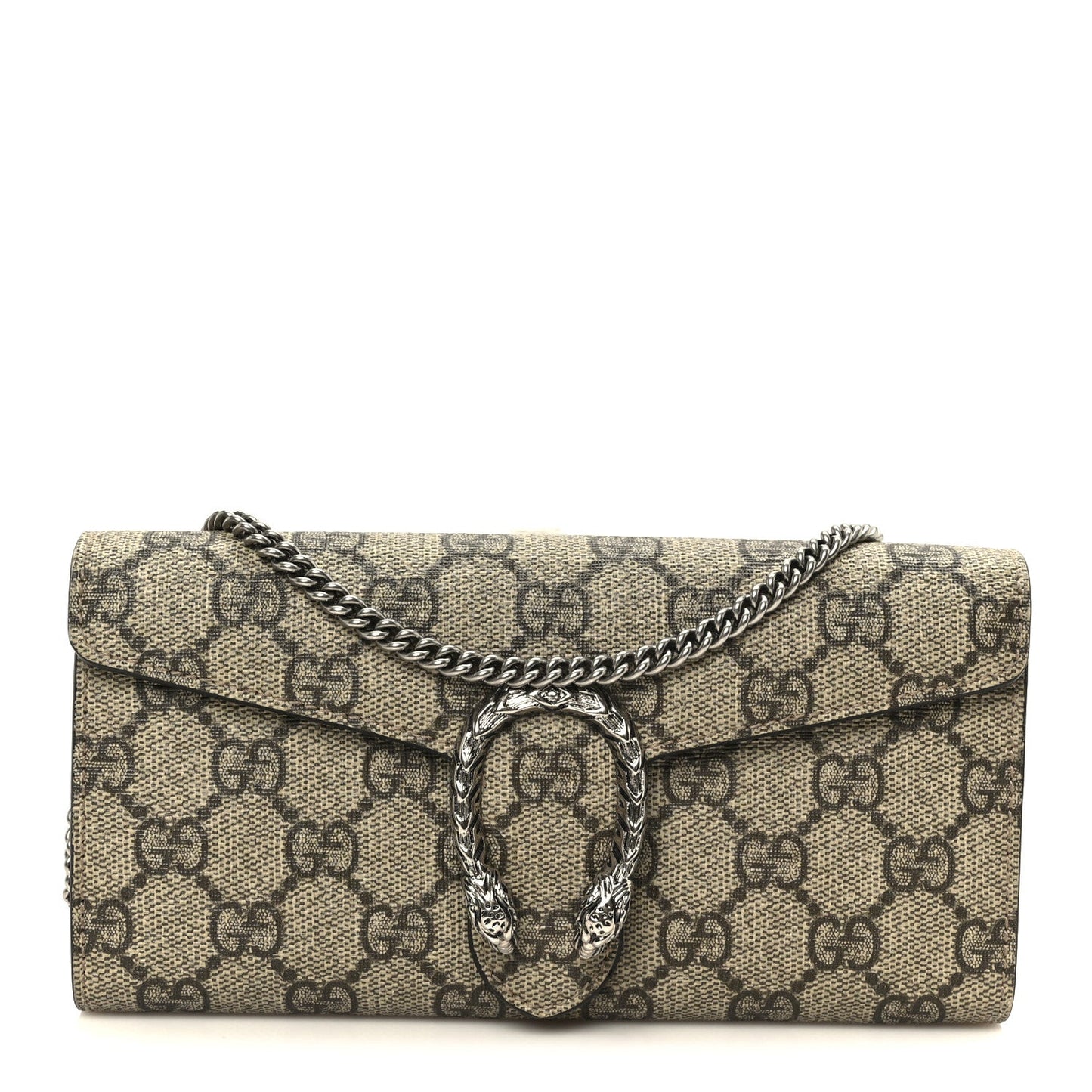 GG Supreme Monogram Dionysus Chain Clutch Wallet Beige Taupe