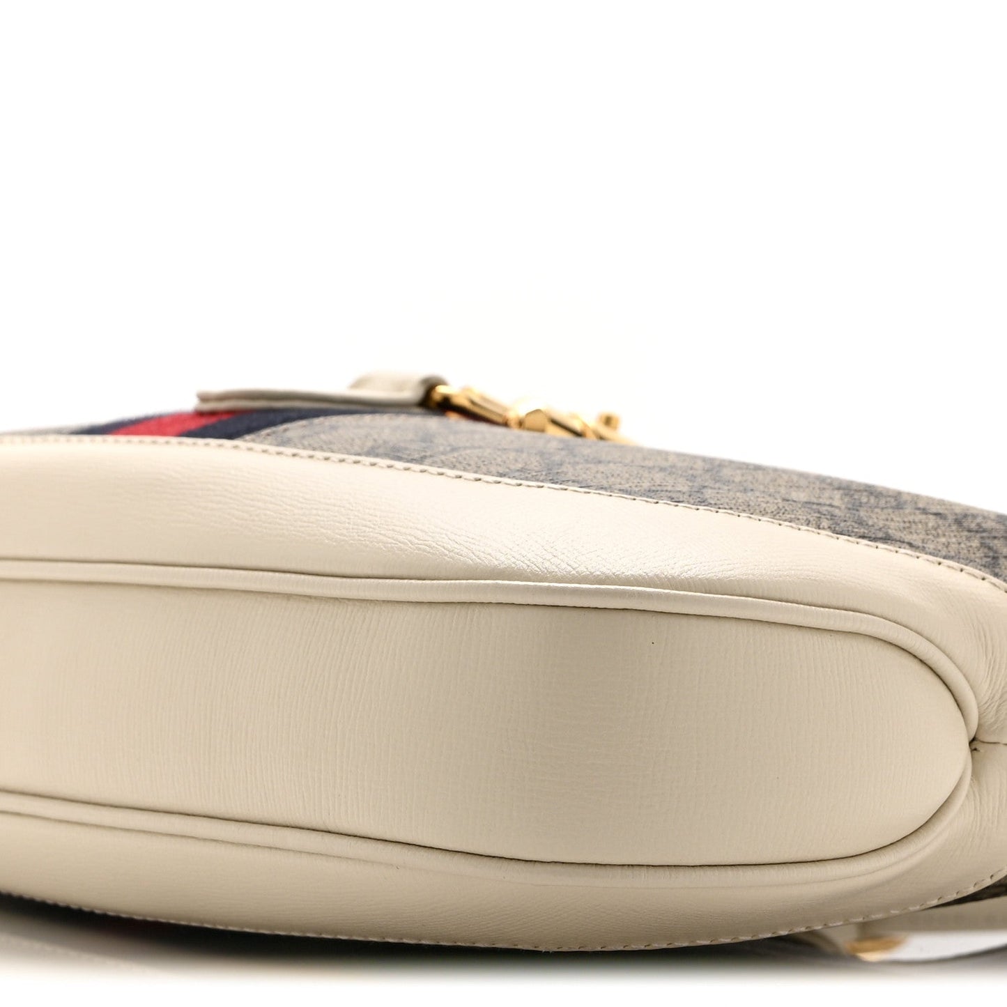 GG Supreme Monogram Azalea Calfskin Web Small Jackie 1961 Hobo Beige Ebony Mystic White
