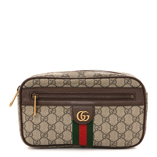 Soft GG Supreme Monogram Medium Ophidia Belt Bag Dark Brown