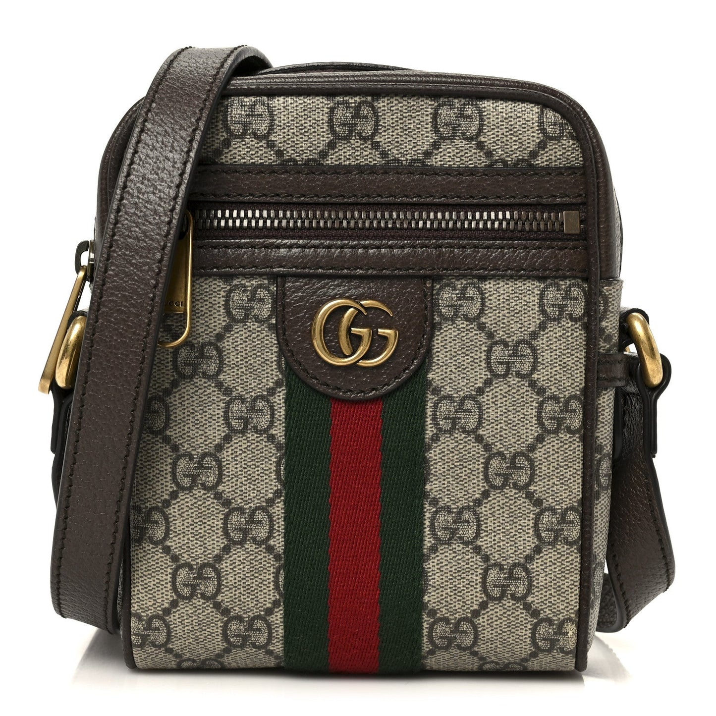 GG Supreme Monogram Web Mini Ophidia Messenger Brown