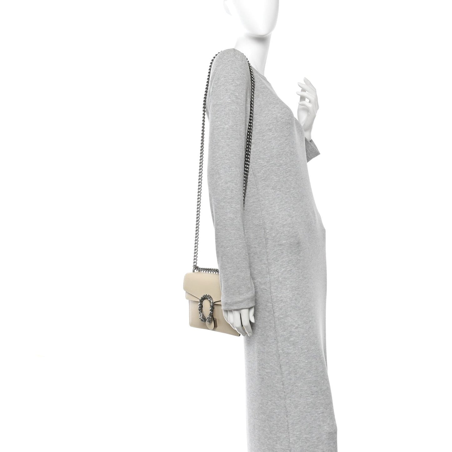 Textured Calfskin Crystal Mini Dionysus Shoulder Bag Mystic White