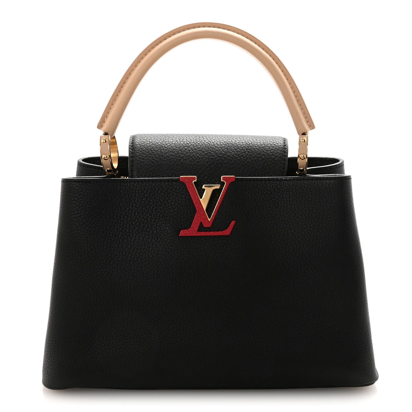 Taurillon Capucines MM Black Beige Red