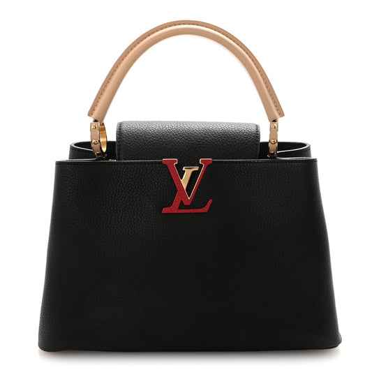 Taurillon Capucines MM Black Beige Red