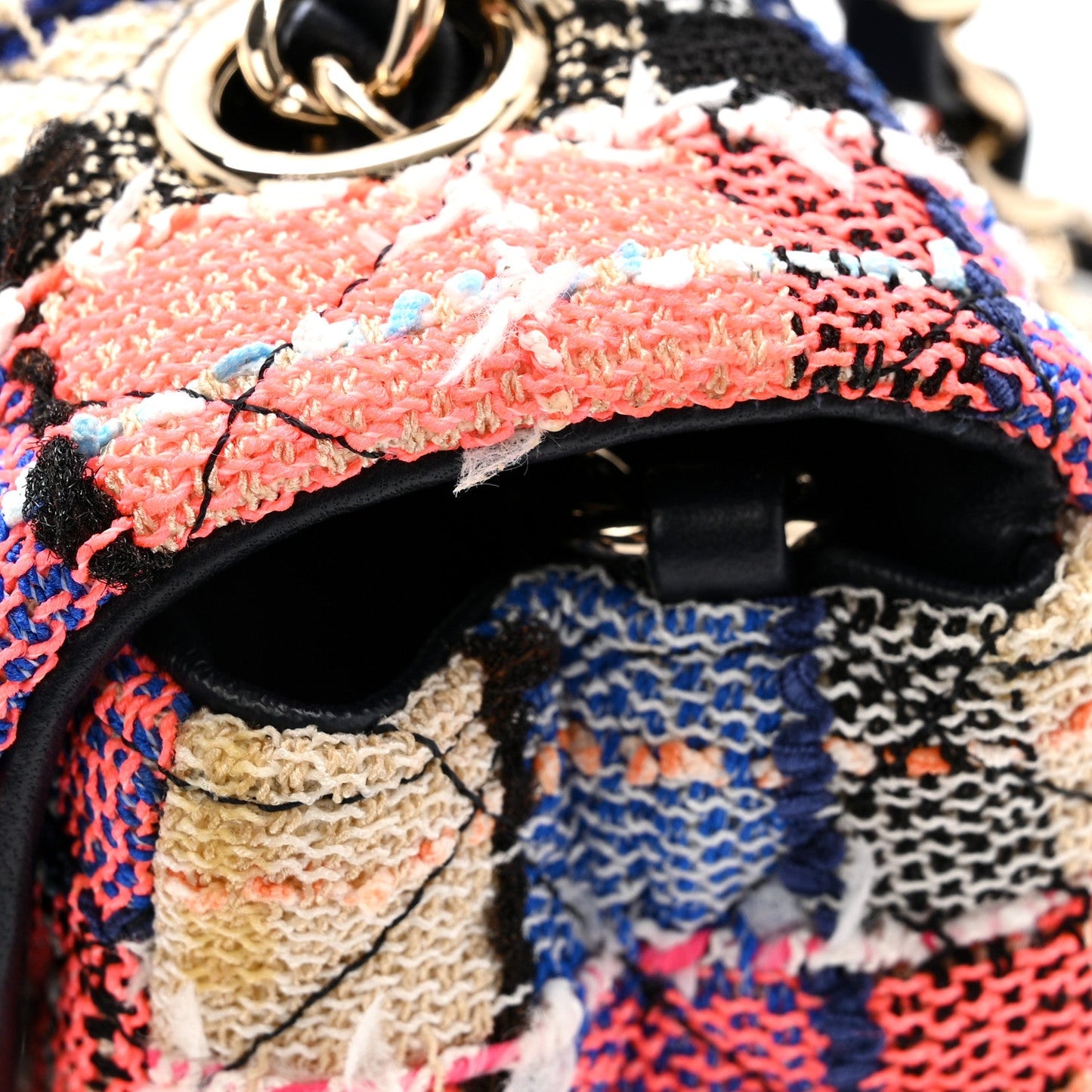 Tweed Quilted Mini Rectangular Flap Blue Orange Pink