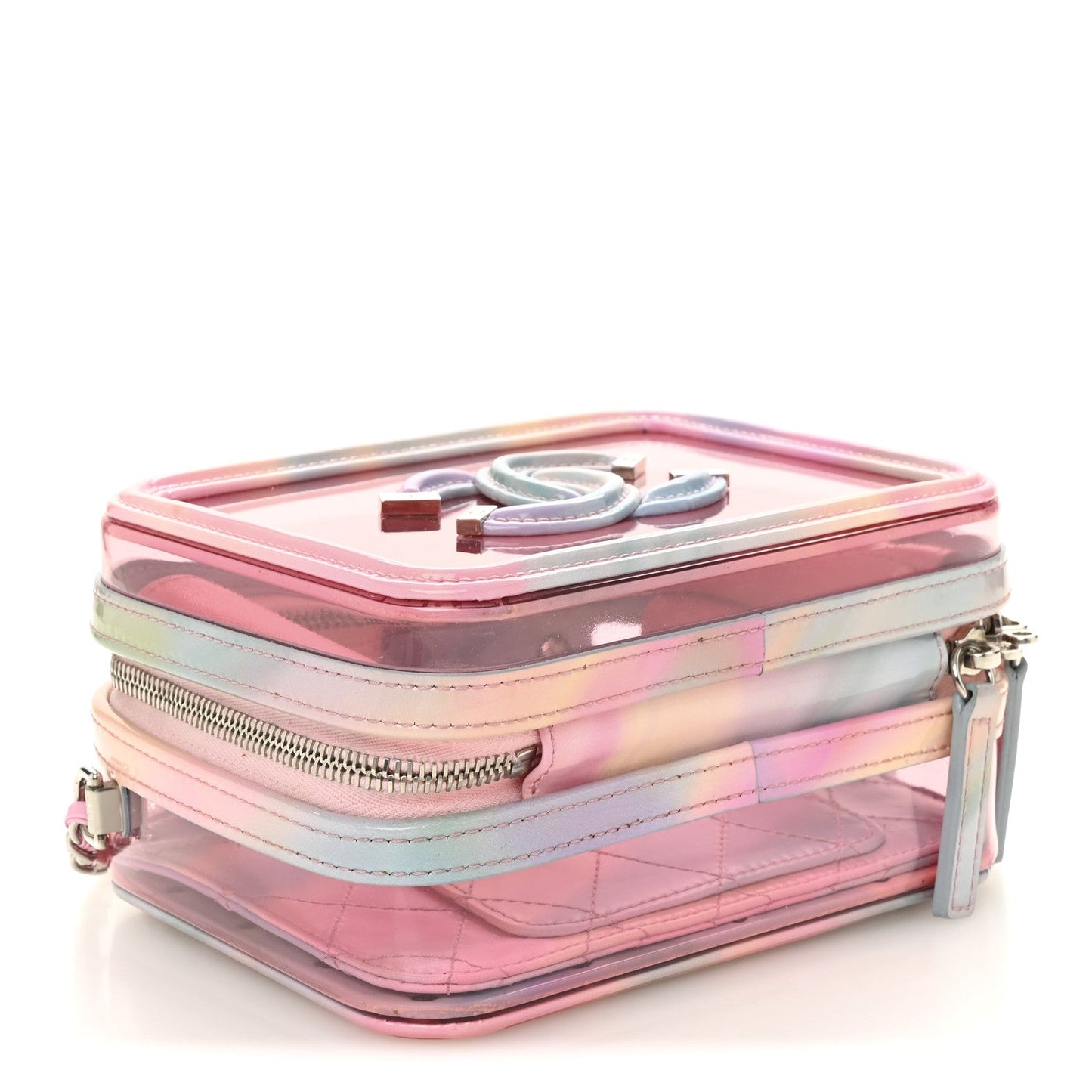 PVC Lambskin Filigree Small CC Filigree Vanity Case Pink Multicolor