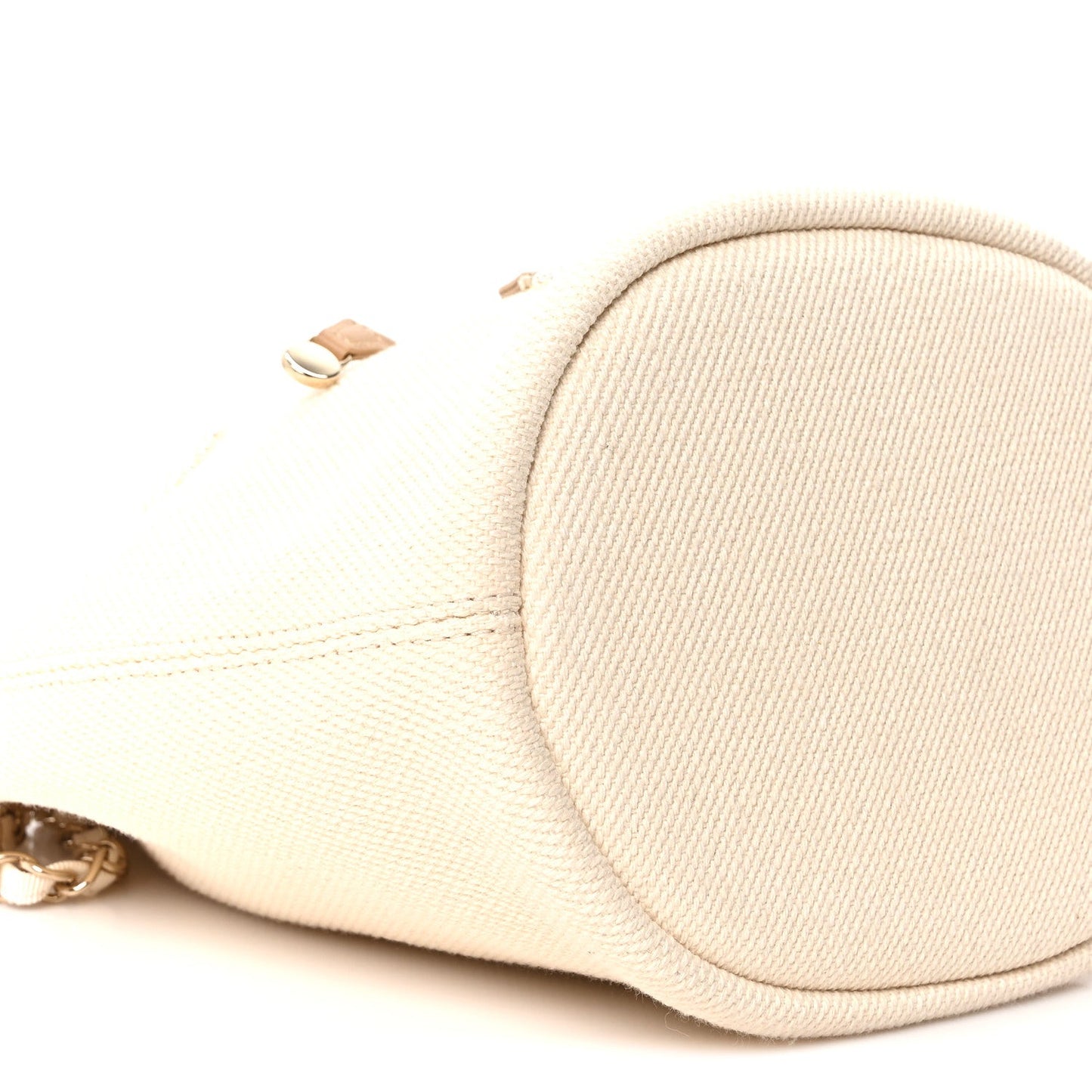 Canvas Pearl Deauville Drawstring Bucket Bag Ecru Beige