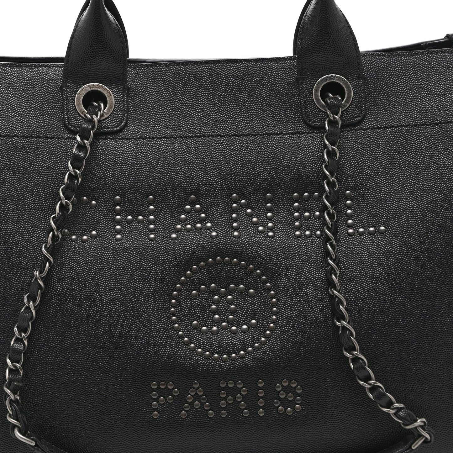 Caviar Small Studded Deauville Tote Black