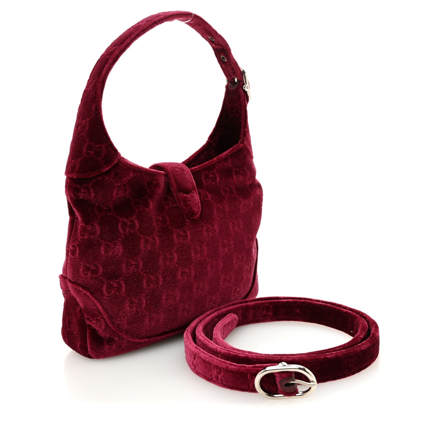 New Velvet Ashmir GG Monogram Small Jackie 1961 Hobo Red