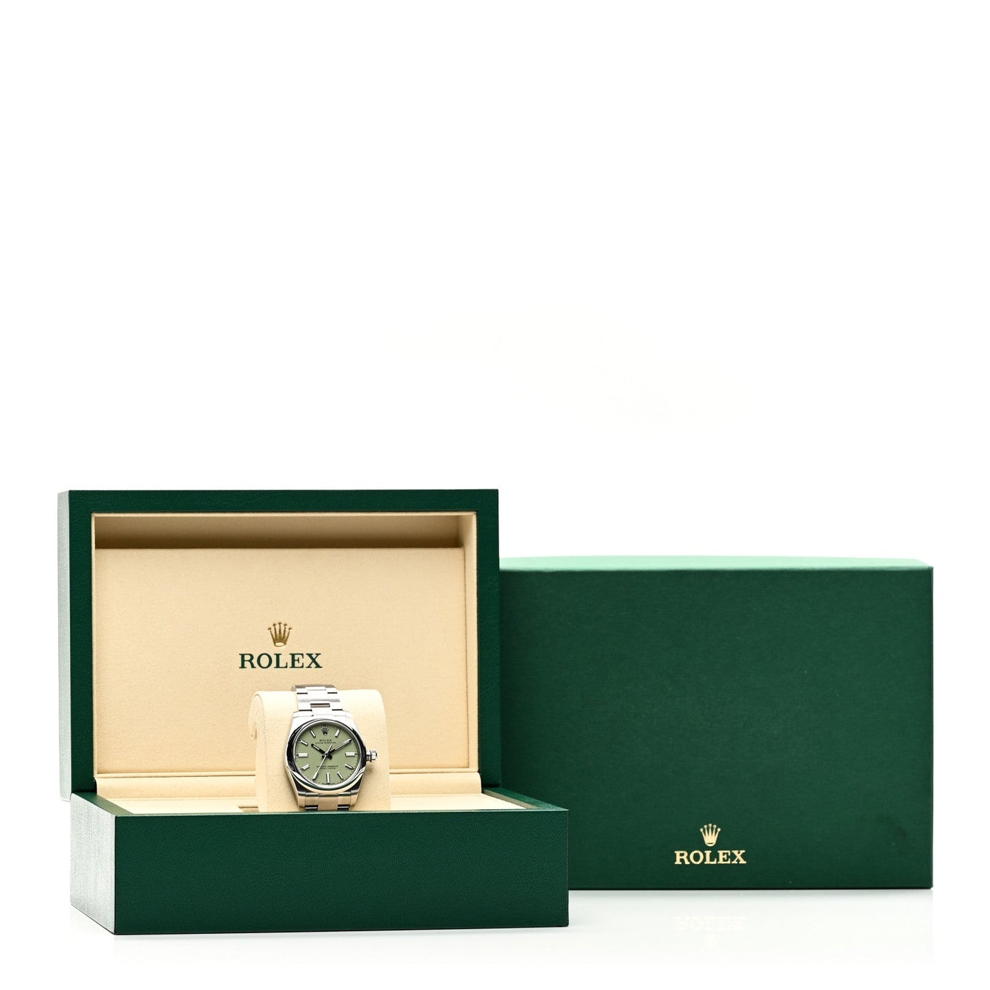 Stainless Steel 34mm Oyster Perpetual Watch Pistachio 124200