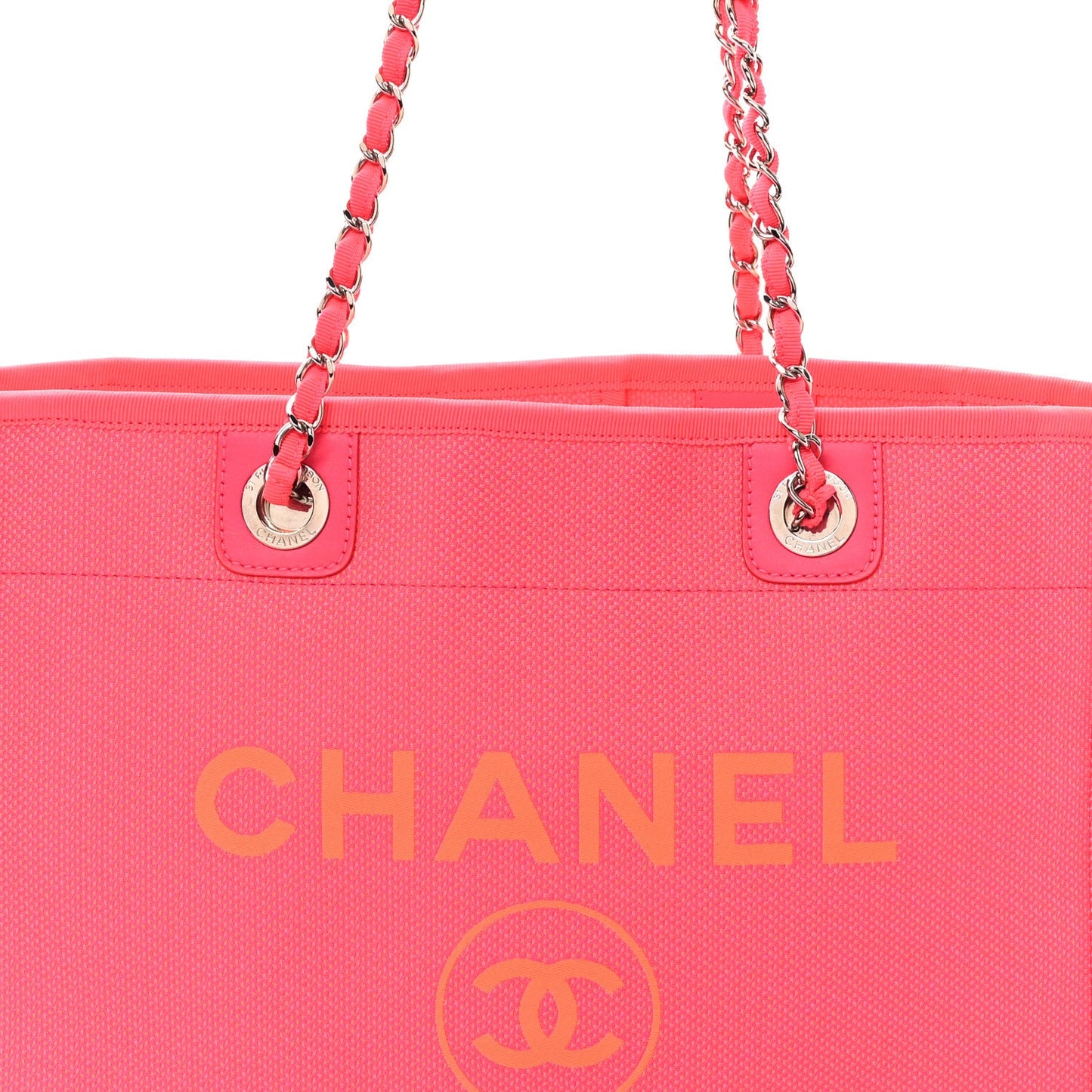 Mixed Fibers Calfskin Medium Deauville Tote Pink Orange