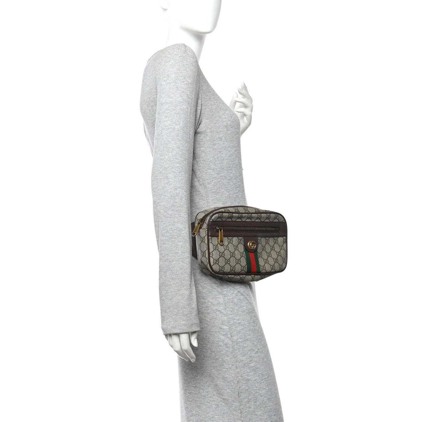 Soft GG Supreme Monogram Medium Ophidia Belt Bag Dark Brown