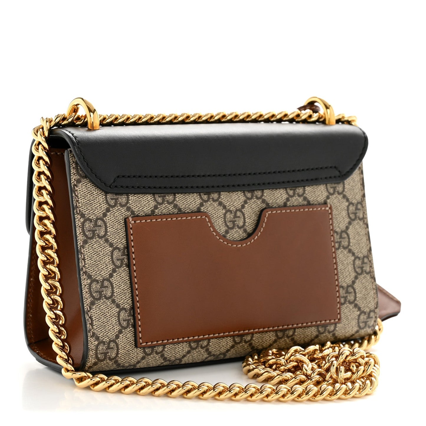 GG Supreme Monogram Calfskin Small Padlock Shoulder Bag Beige Black Cuir