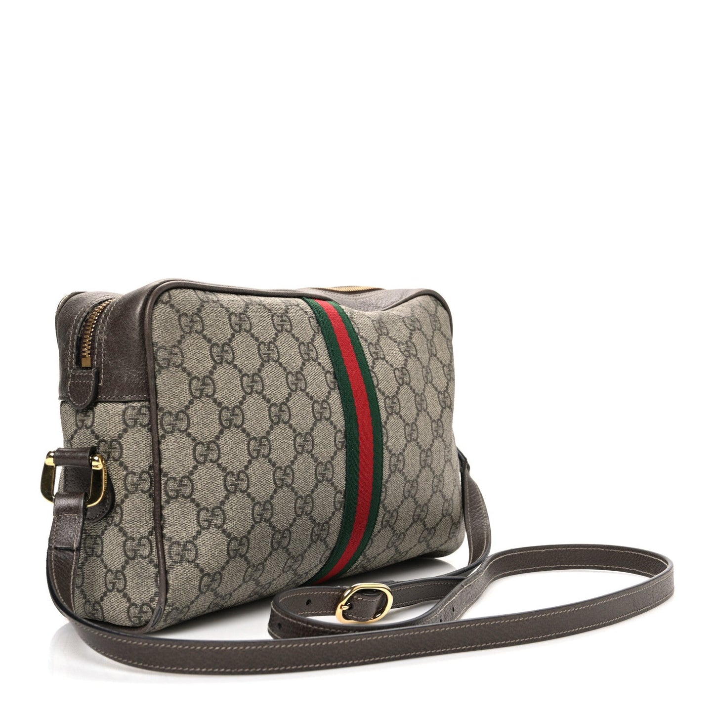 GG Supreme Monogram Web Small Ophidia Shoulder Bag Brown